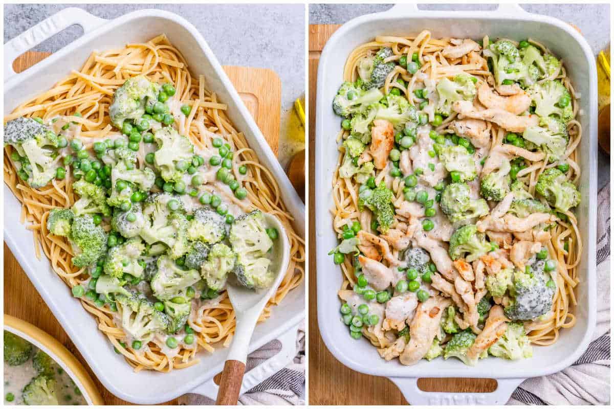 process shot to make the pasta with creamy veggies.