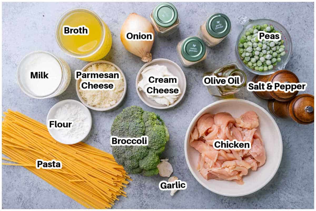 ingredients to make chicken tetrazzini.