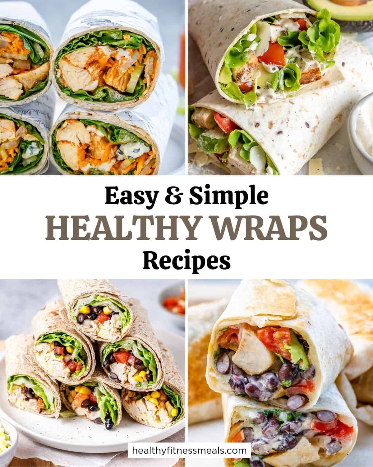 A collage of healthy wraps together in one image.