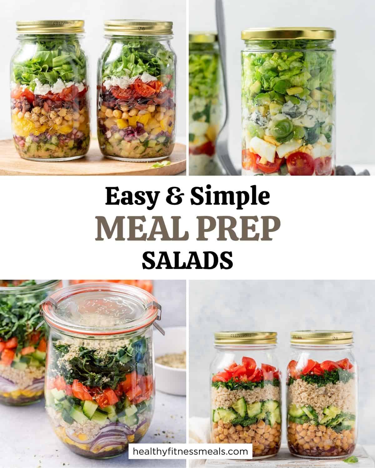 collage for 4 meal prep salad bars.