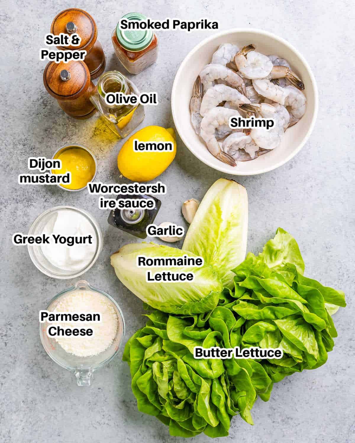 ingredients to make shrimp caesar salad
