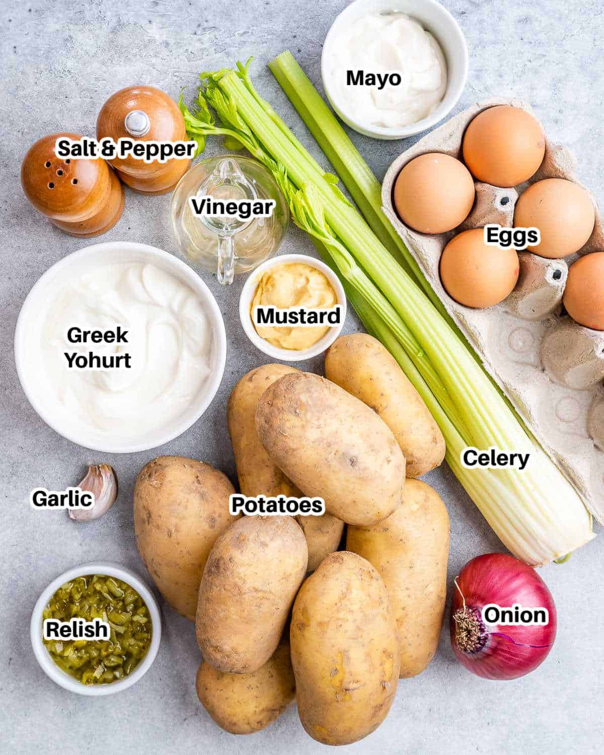 ingredients for southern potato salad.