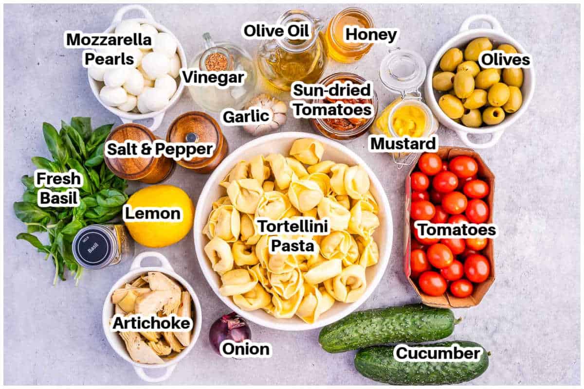 ingredients for Tortellini salad.