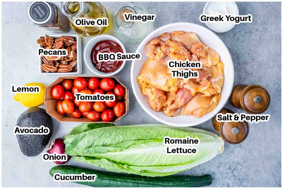 ingredients to make bbq chicken salad.
