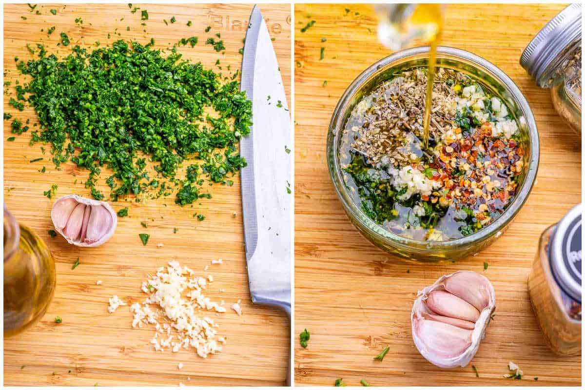 process shot to make the chimichurri sauce.