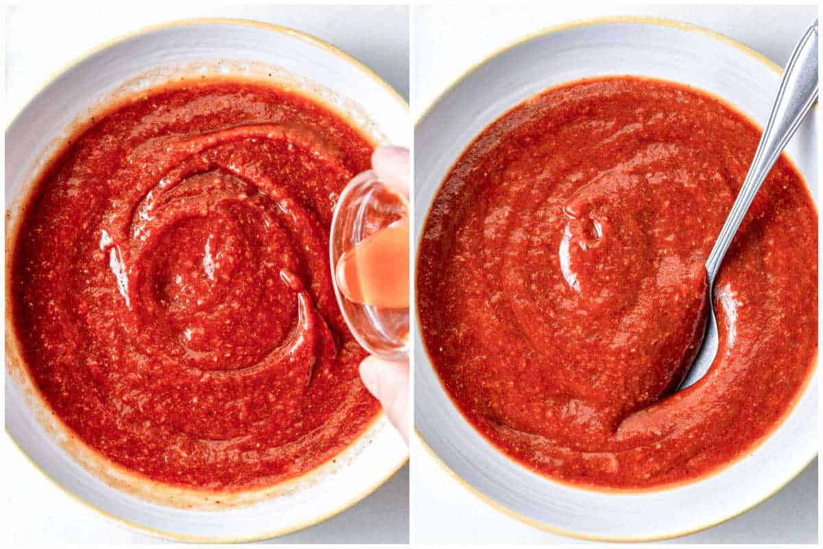 adding hot sauce to the cocktail sauce.