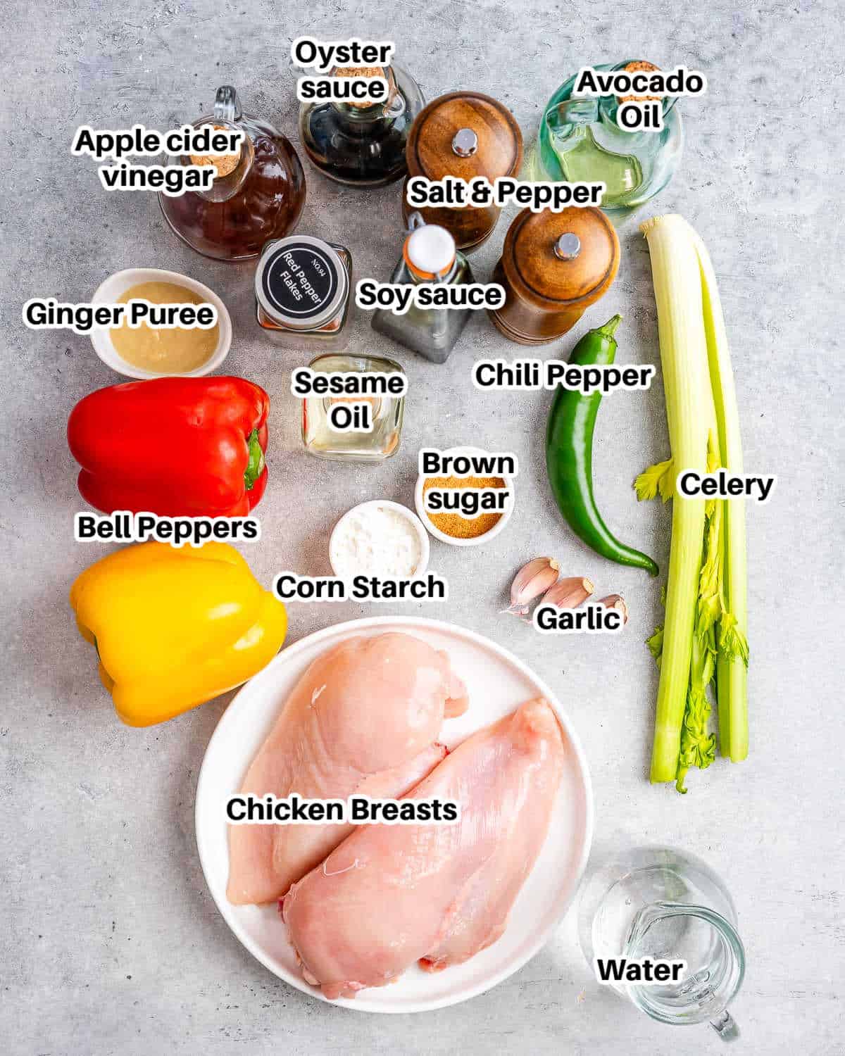 ingredients for hunan chicken.