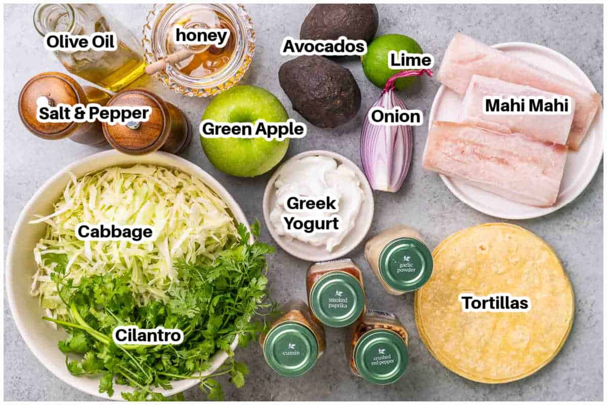 ingredients for mahi mahi tacos.