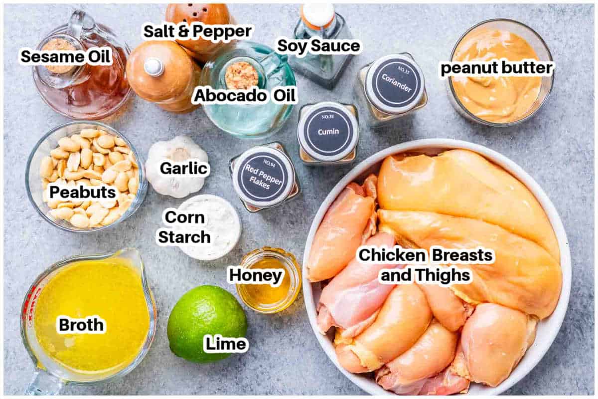 ingredients to make peanut butter chicken.