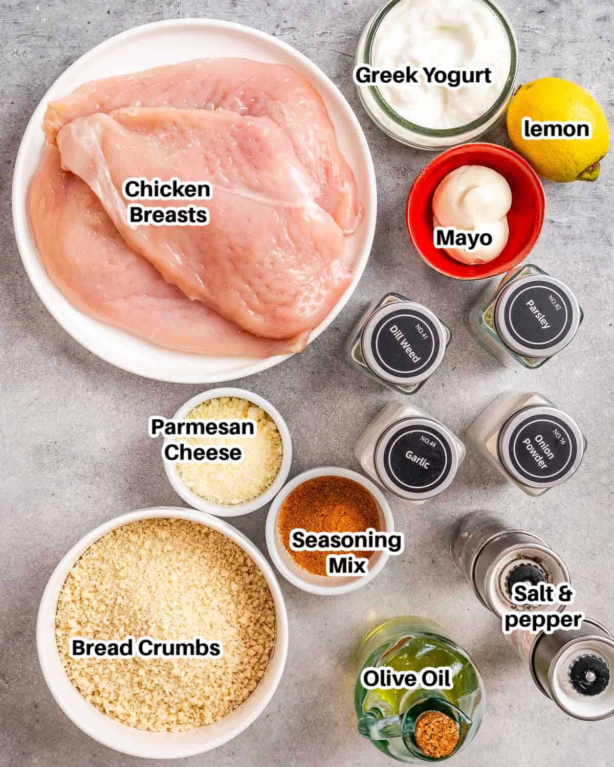 ingredients for the shake and bake chicken.