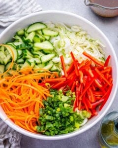 veggies in a bowl to make salad.