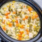 chicken pot pie cooked in a crockpot.