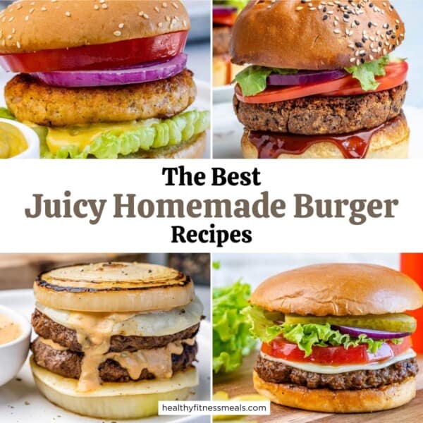 collage for 4 burger recipes.