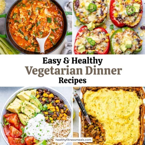 collage for four vegetarian dinners.
