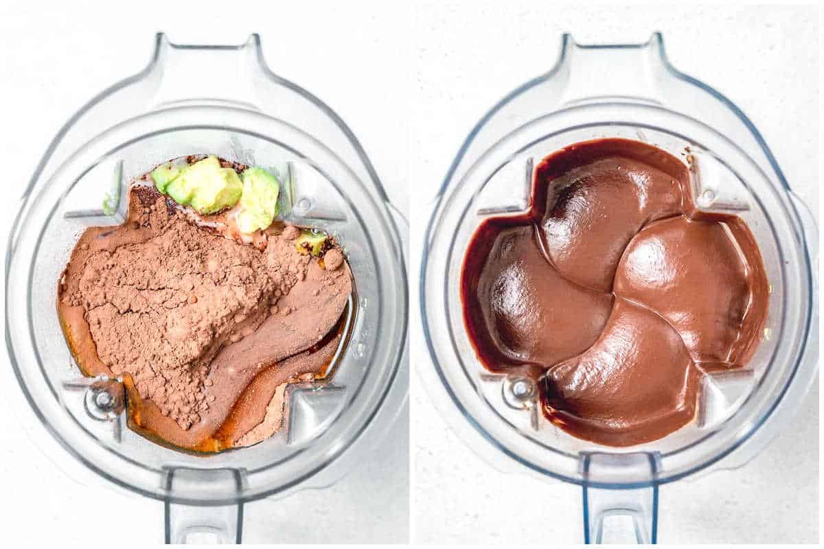 process shot to blend the avocado ice cream in a blender.