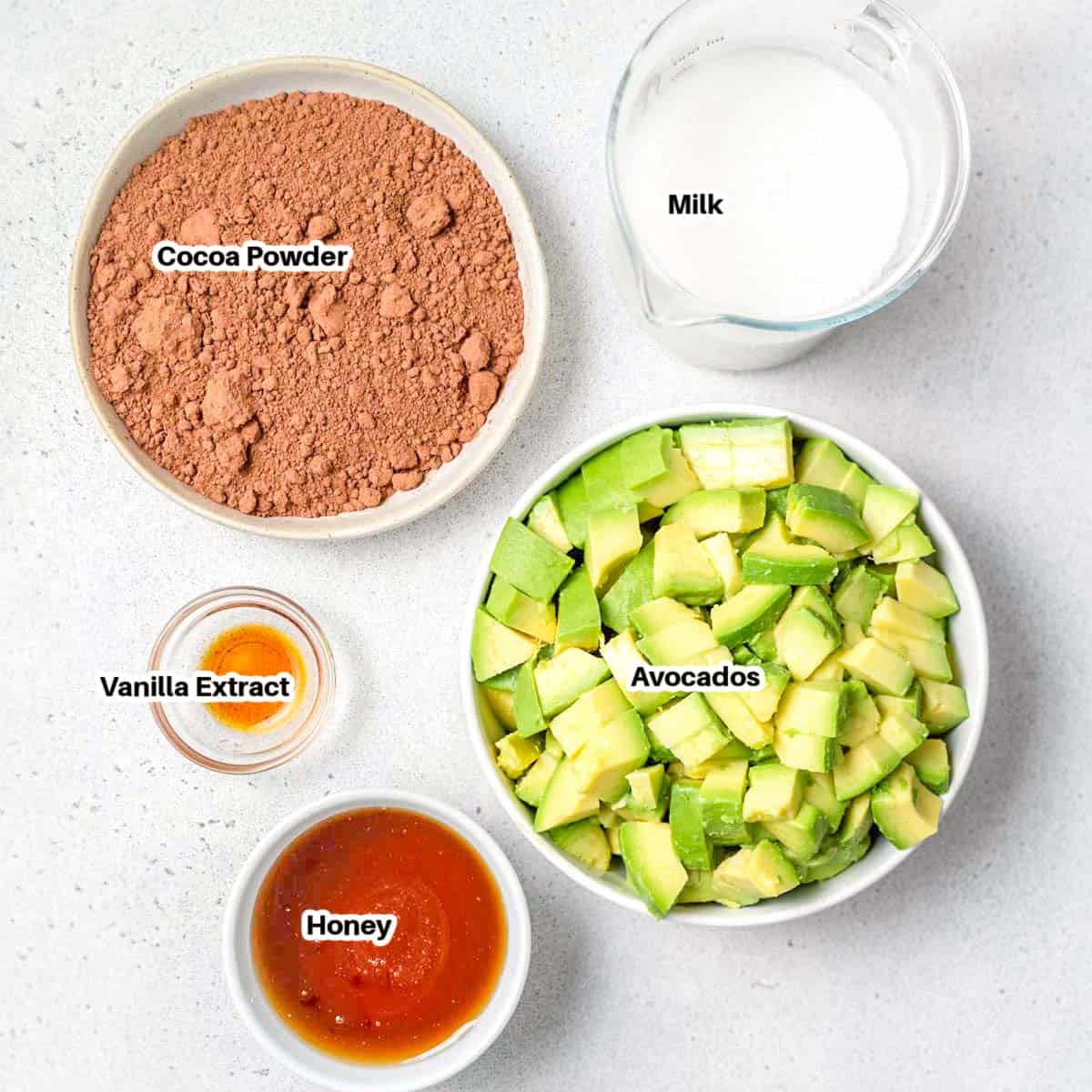 ingredients to make avocado ice cream.