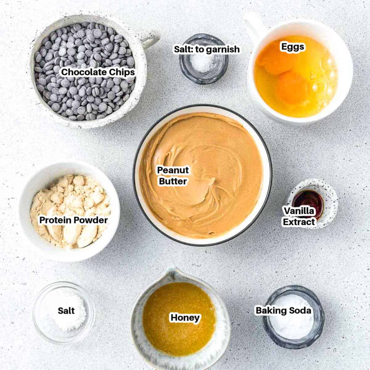 ingredients for chocolate chips cookie bars.