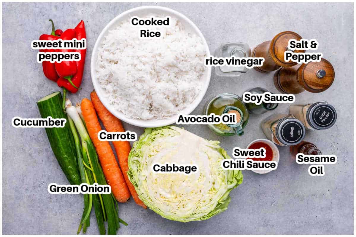ingredients for crispy rice salad.
