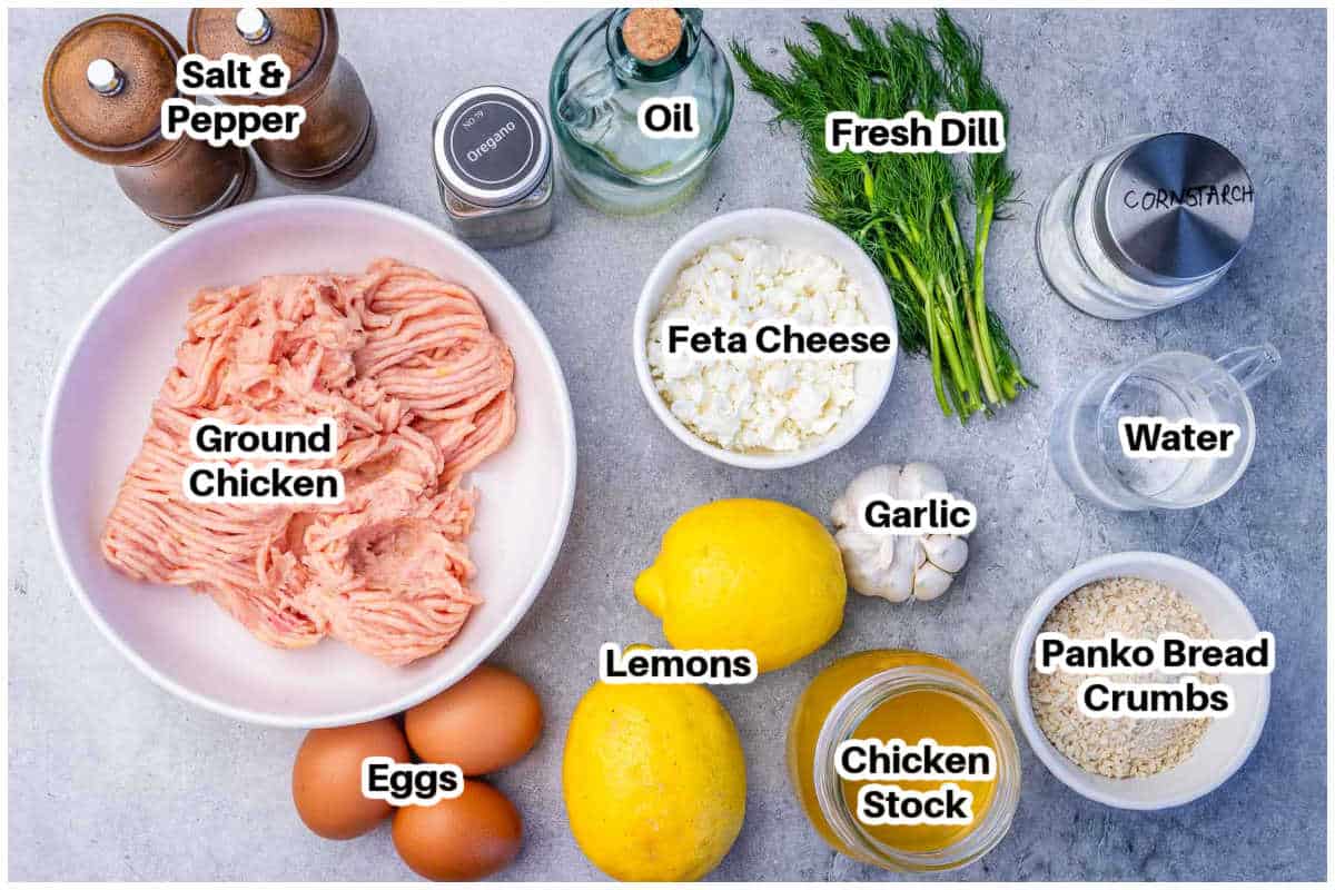 ingredients for greek chicken meatballs.
