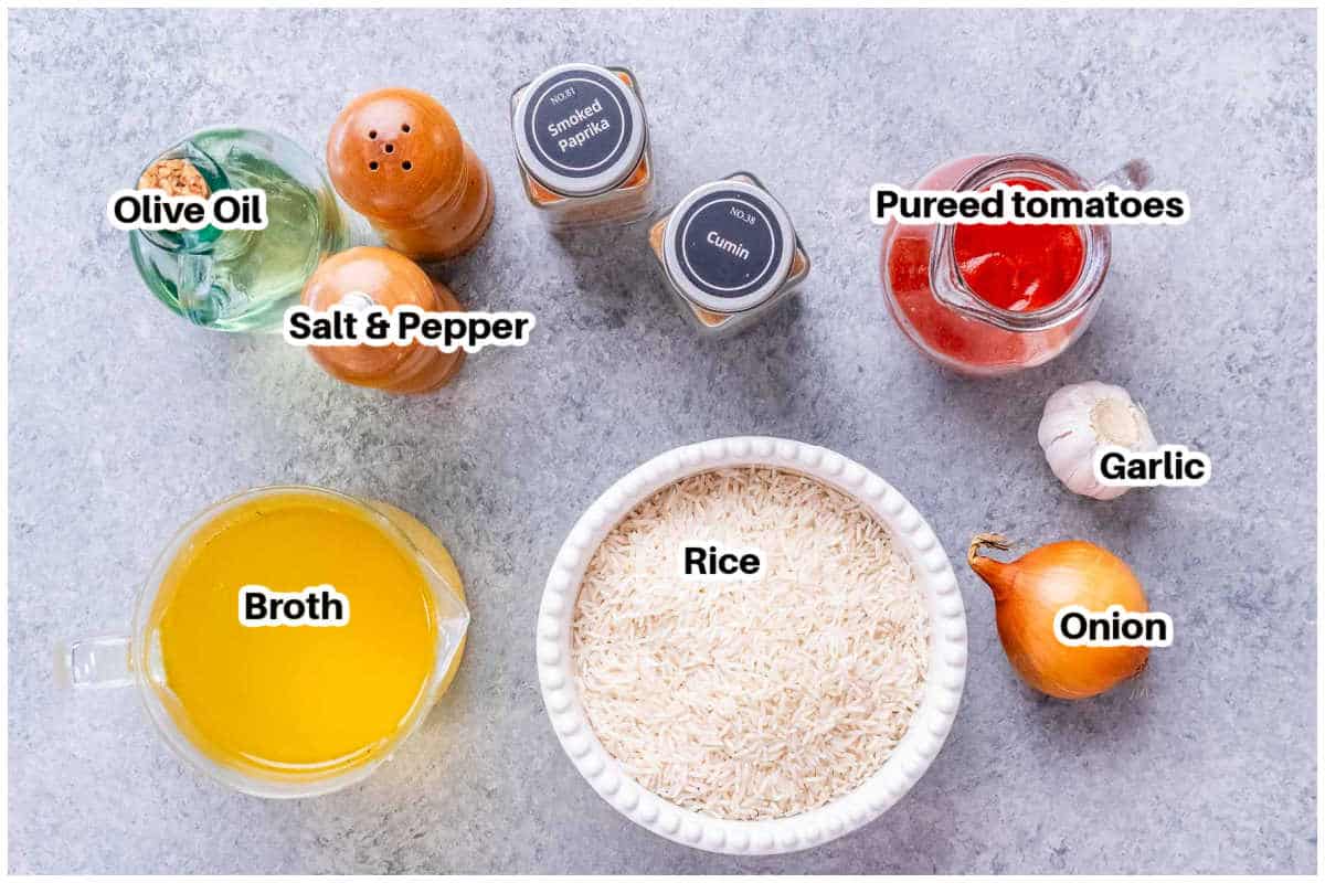 ingredients for mexican rice.