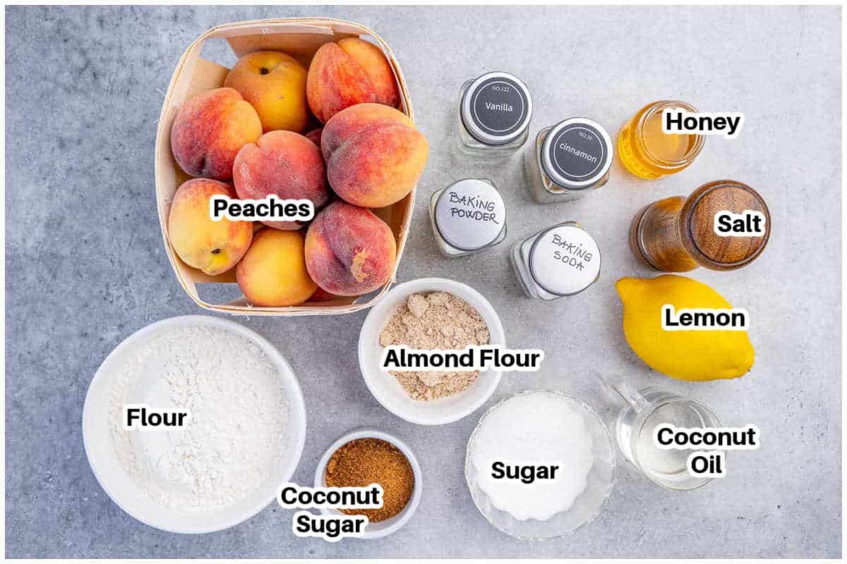 ingredients for peach dump cake.