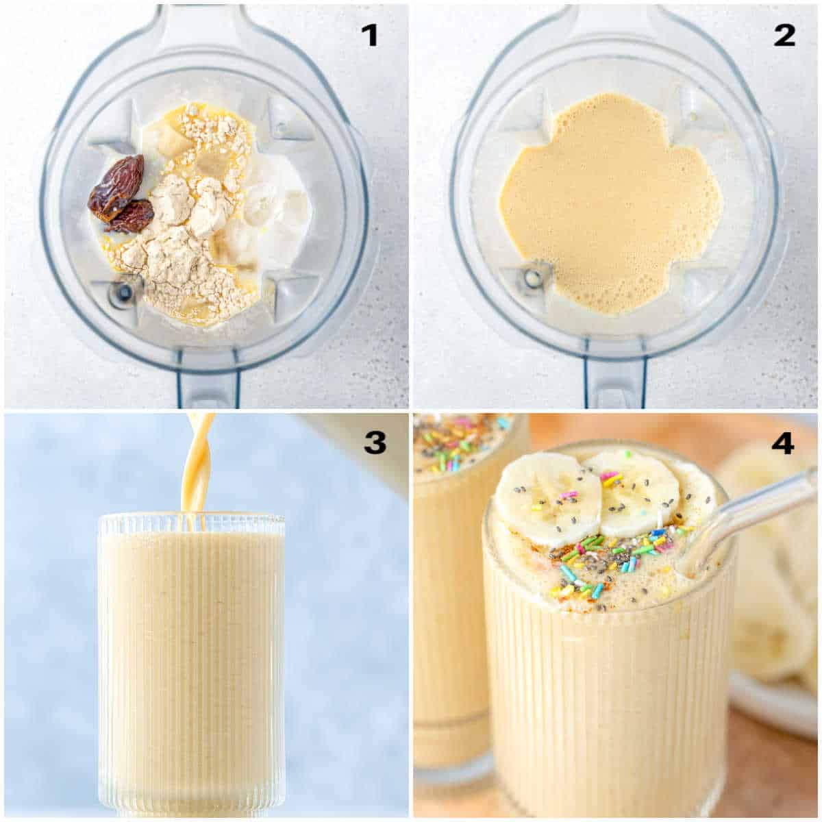 process shot to make vanilla protein shake.