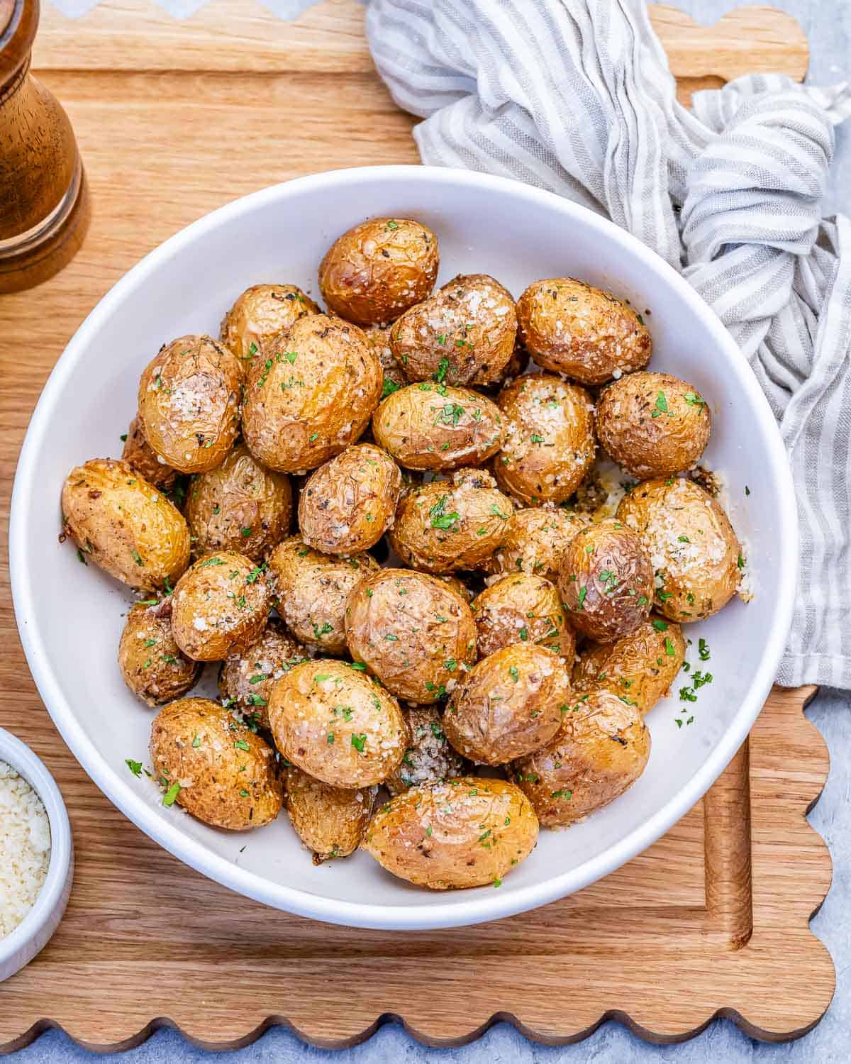 A round bowl with our fryer baby potatoes.
