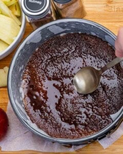 sugar spread over the pan to make upside down cake.