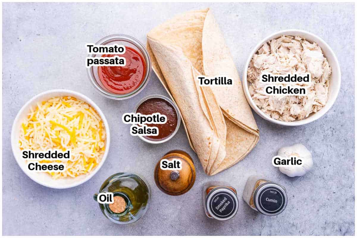ingredients for chipotle chicken quesadilla