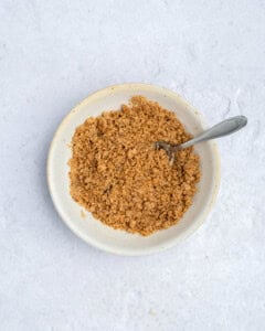 Streusel topping made in a bowl.