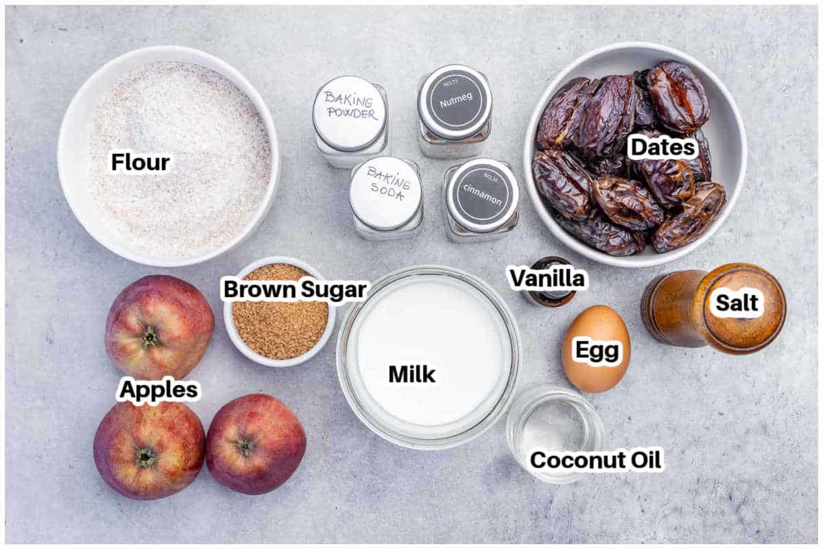 Ingredients for apple upside-down cake.