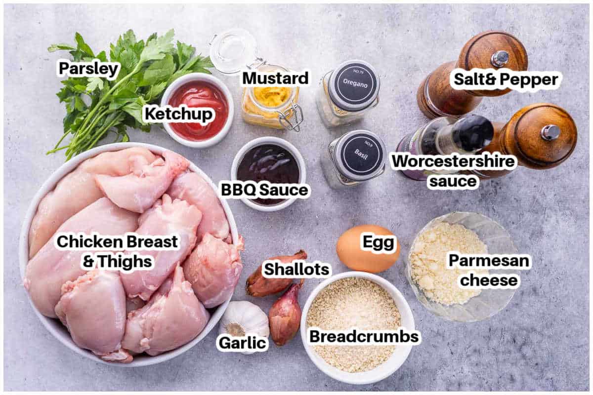 Ingredients for chicken meatloaf.