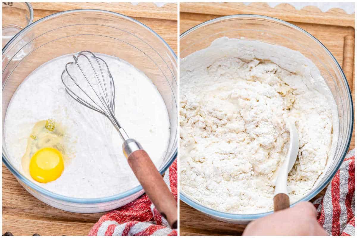 process shot to make the dough for the cinnamon rolls.
