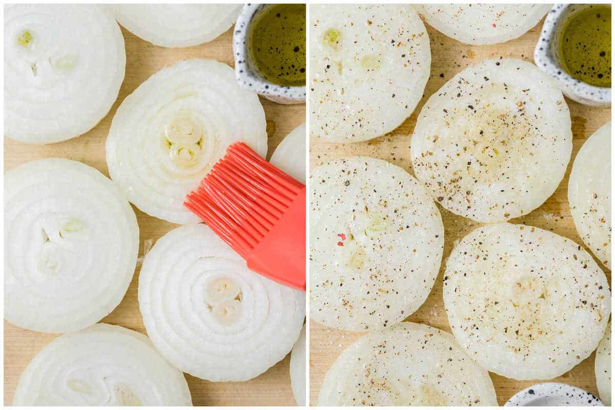 process shot to season and oil the onion slices.
