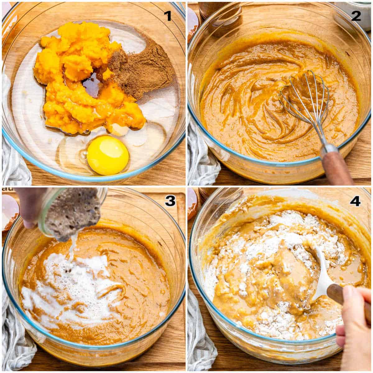 process shot to mixing the ingredients to form the dough for the pumpkin cinnamon rolls.