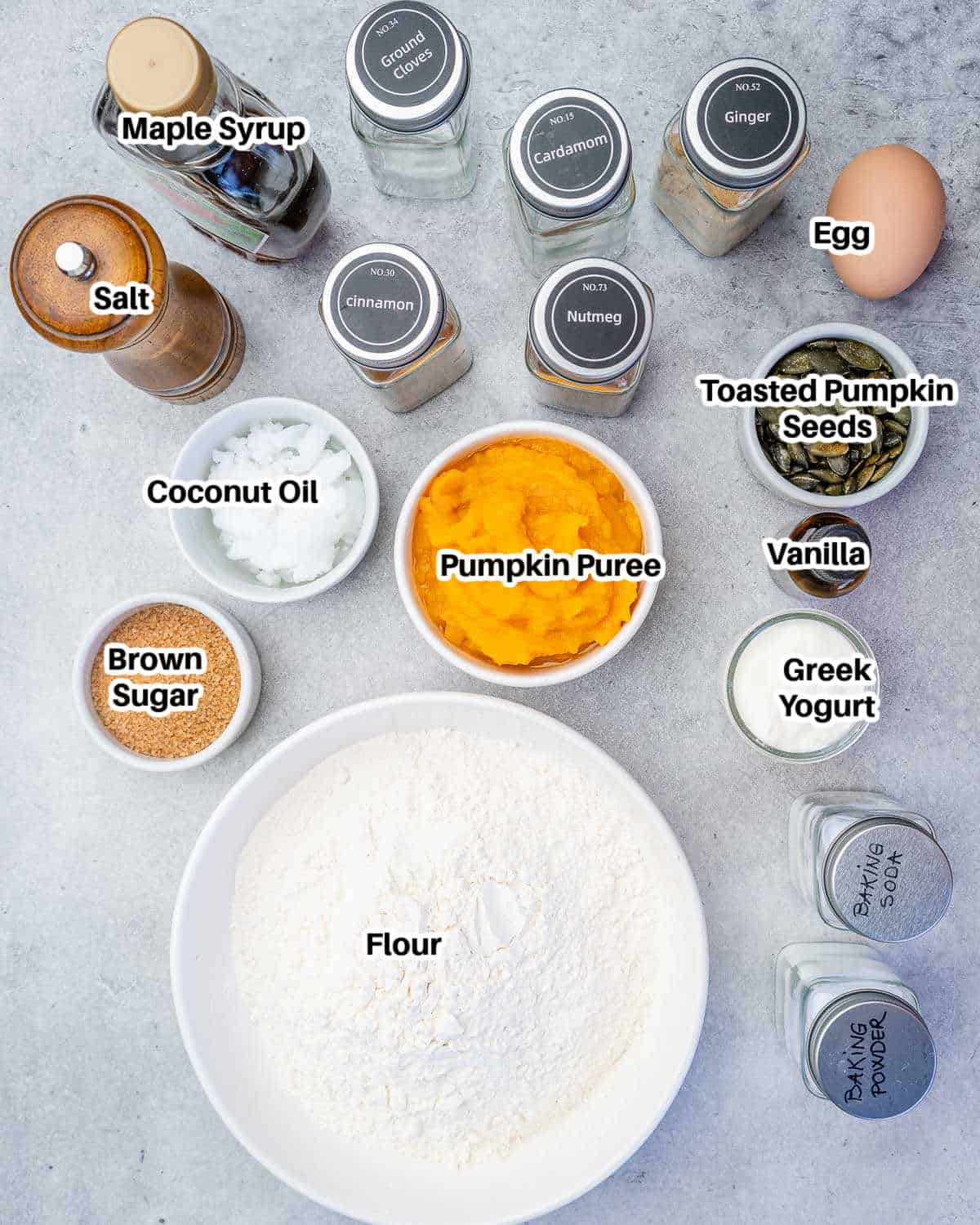 Ingredients to make pumpkin scones.