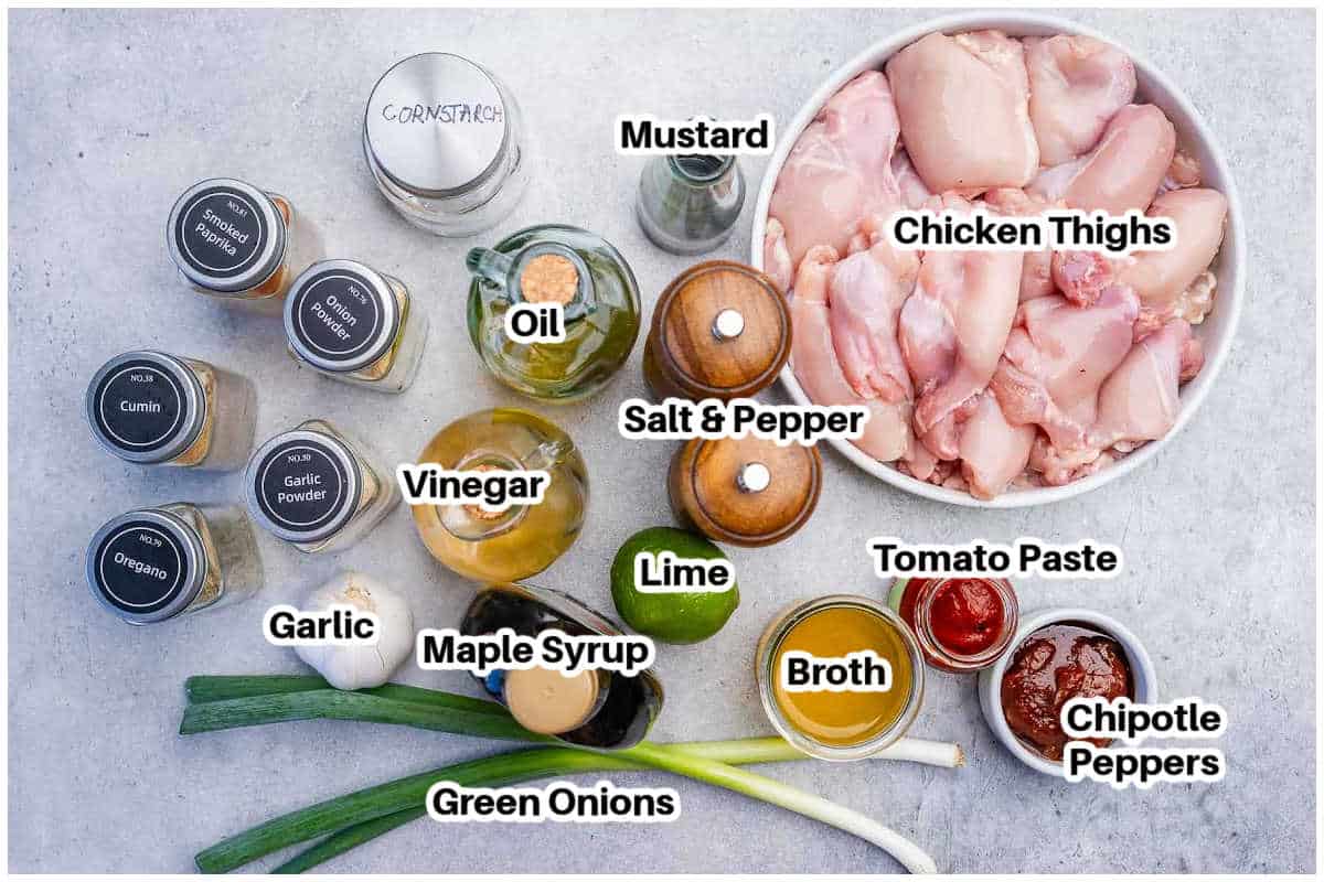ingredients to make slow cooker chicken thighs.