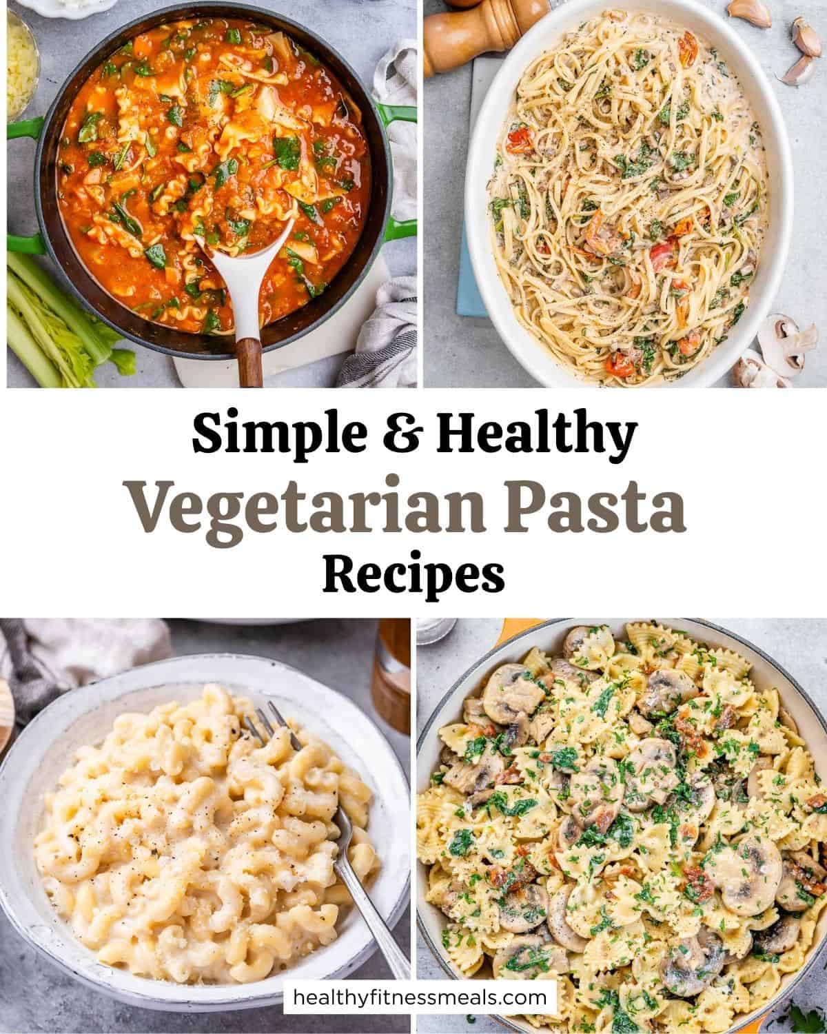 collage for 4 vegetarian pasta recipes 