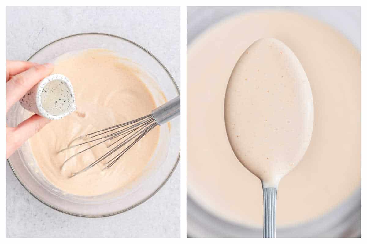 process shot to whisk the yum yum sauce in a bowl.