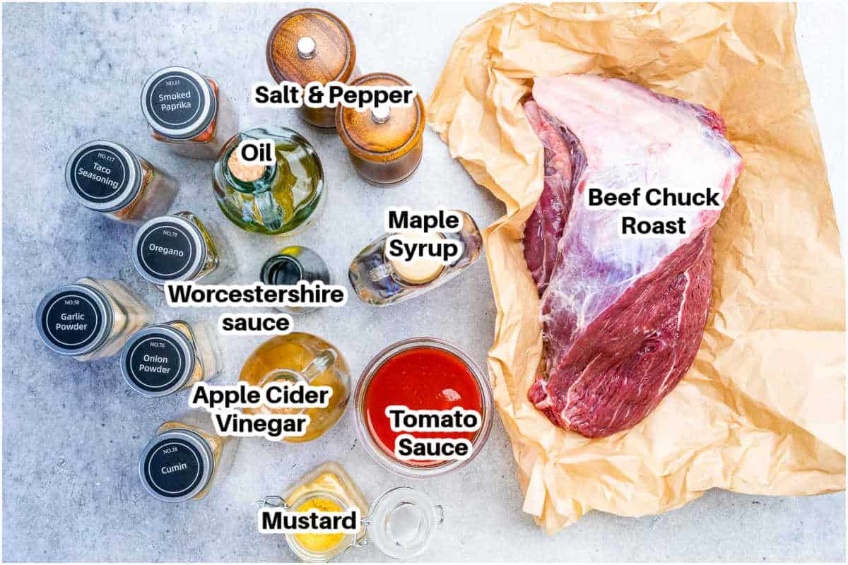 ingredients to make slow cooker chuck roast.