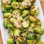 balsamic roasted Brussels sprouts on a plate.