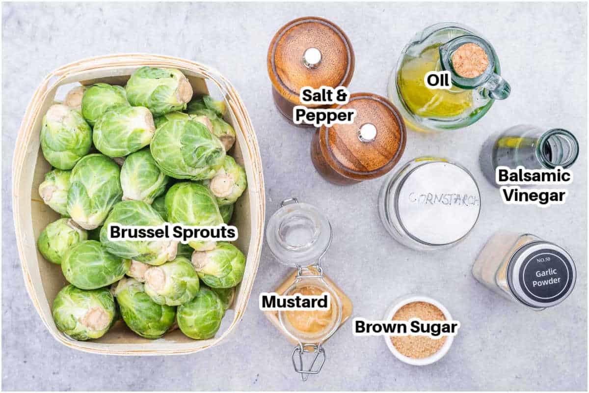 ingredients to make balsamic brussel sprouts.