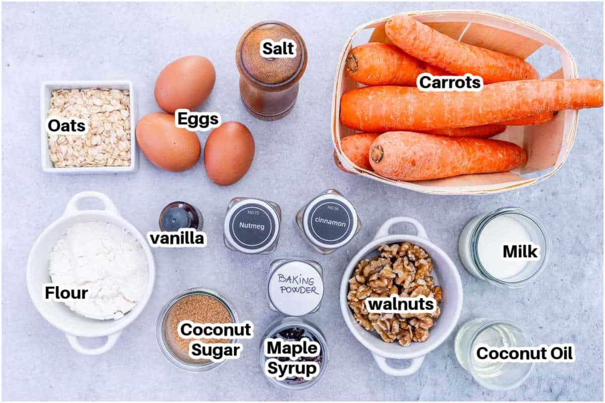 Ingredients for carrot soufflé.