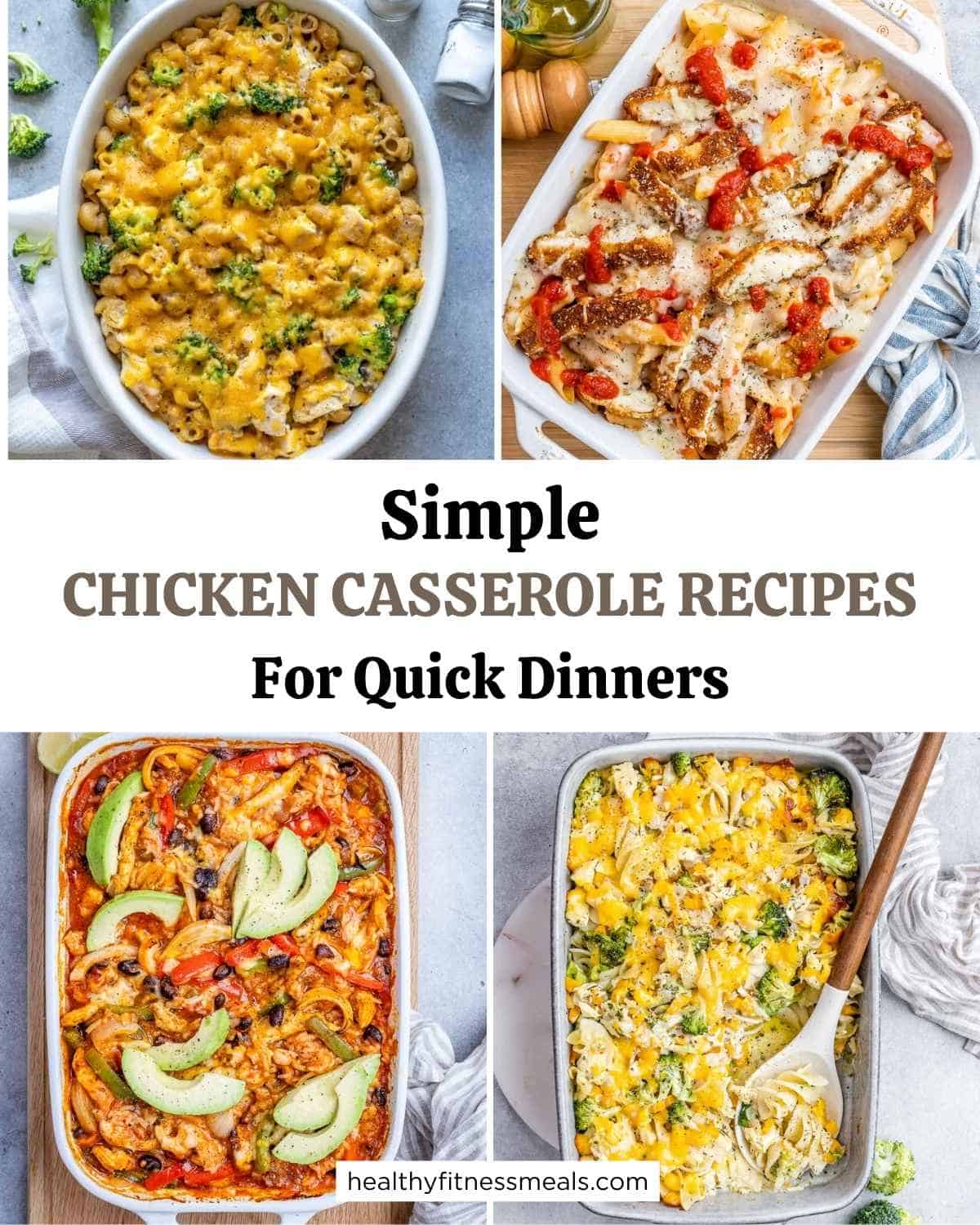 collage for 4 chicken casserole recipe images.