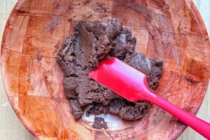 chocolate dough in a bowl.