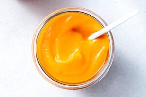 pumpkin puree in a jar.
