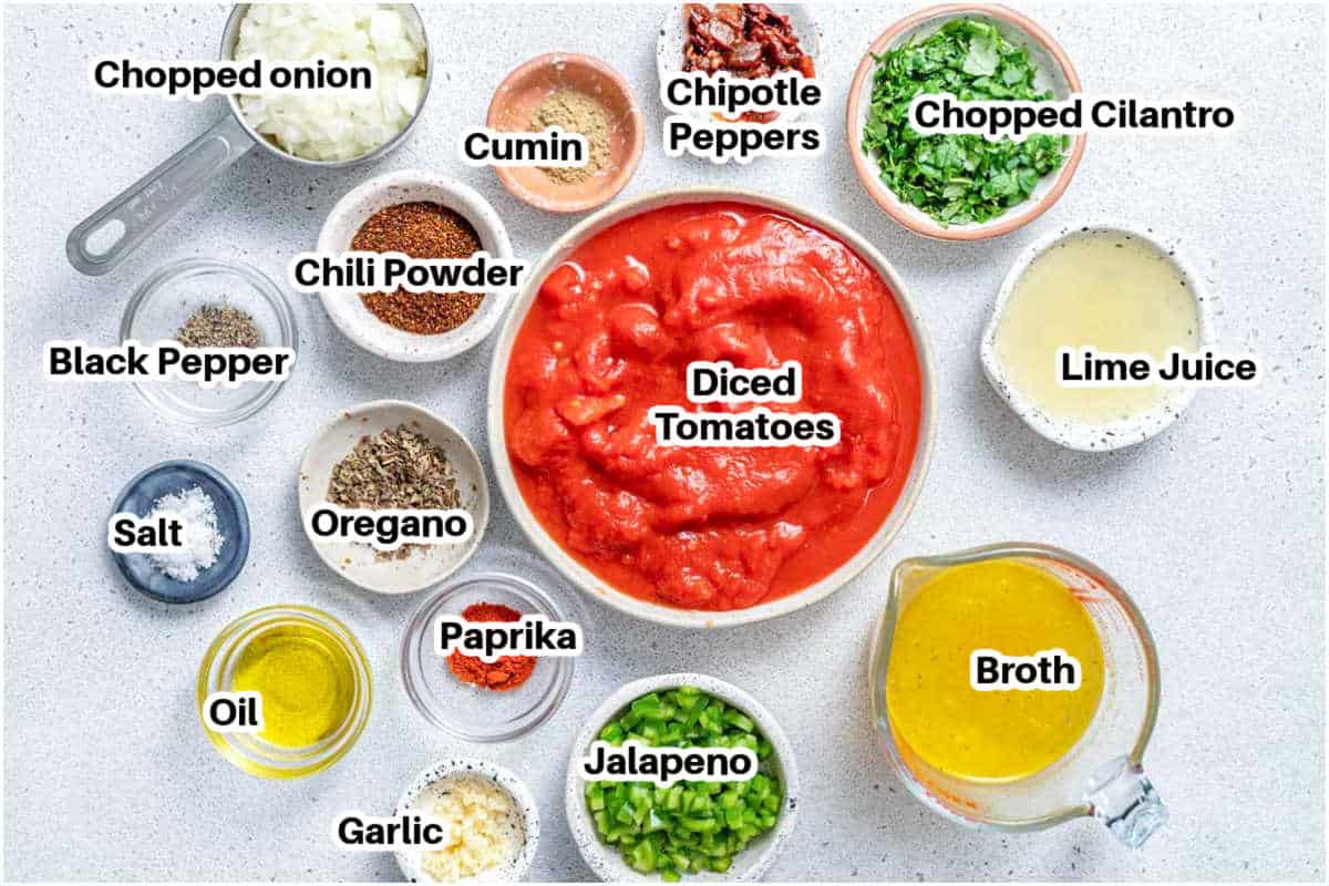 ingredients to make homemade ranchero sauce.