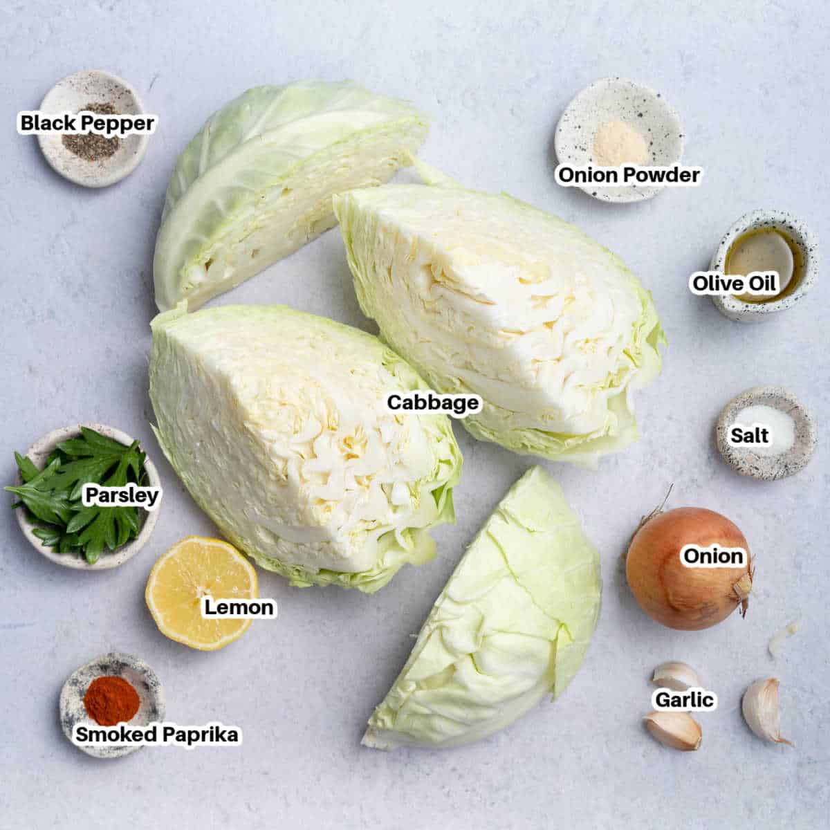 Ingredients to make sautéed cabbage.
